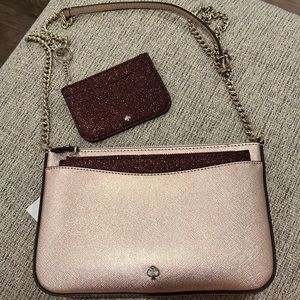 Glittering Purple and Rose Kate Spade three-in-one Crossbody Purse